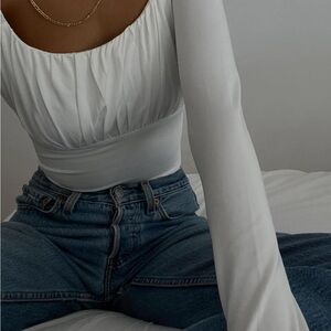 Princess Polly White Long Sleeve Bodysuit